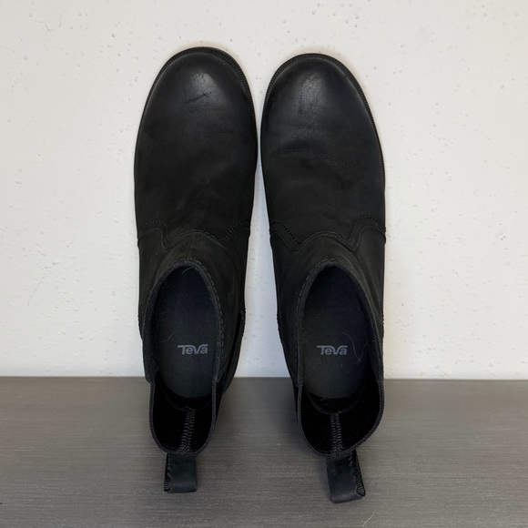 TEVA Anaya Boots Black Leather Mid Chelsea Waterproof Womens SIZE 7 - Picture 3 of 9